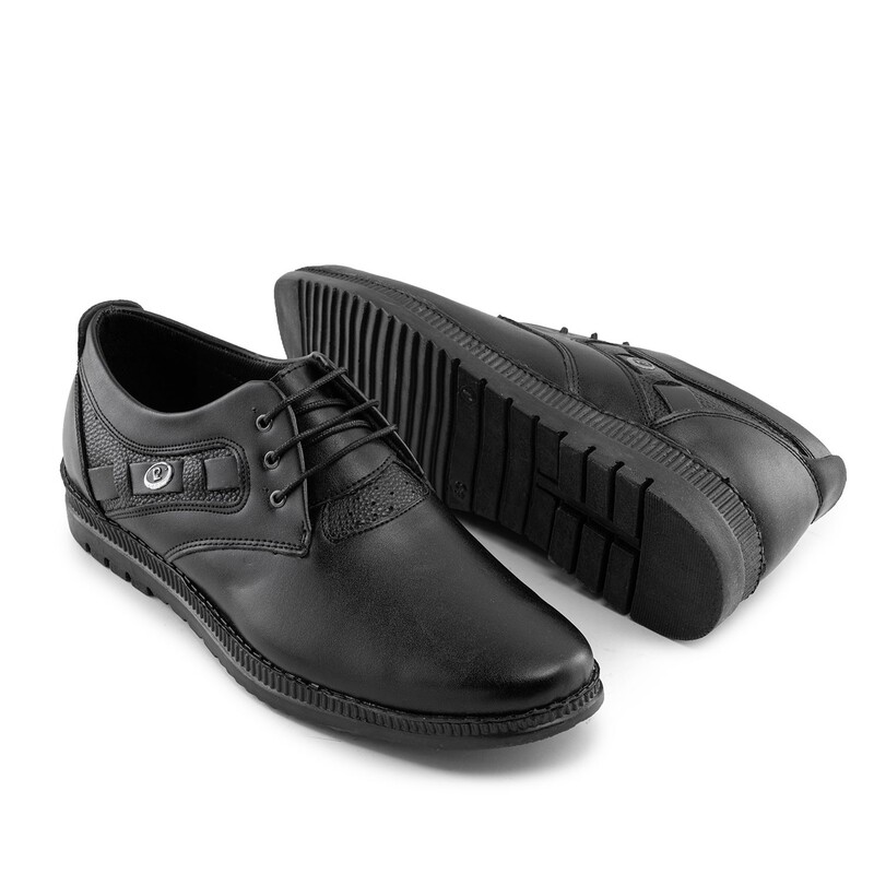 44502  کفش رسمی مردانه چرم مصنوعی مشکی سایز 40 تا 44