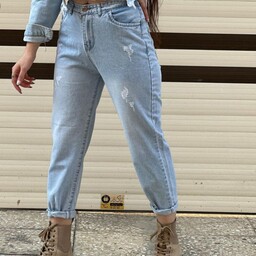شلوار مام استایل جین اصلی  سایز 44 تا 52 تنخور عالی جنس کار جین اصلی با ضخامت  قد حدودا 90 