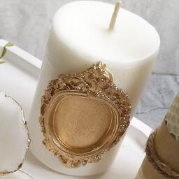 شمع استوانه ایب با قاب طلایی