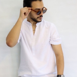 پیراهن یقه کوبایی مردانه پارچه صد درصد نخی و خنک مناسب فصل تابستان بدون ابرفت در رنگبندی زیبا