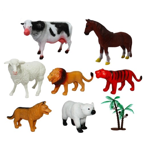 اسباب بازی حیوانات اهلی و وحشی ( بسته 7 عددی عروسک جانوران و موجودات) 