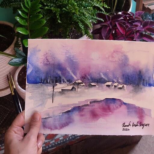 تابلو نقاشی دریاچه برفی