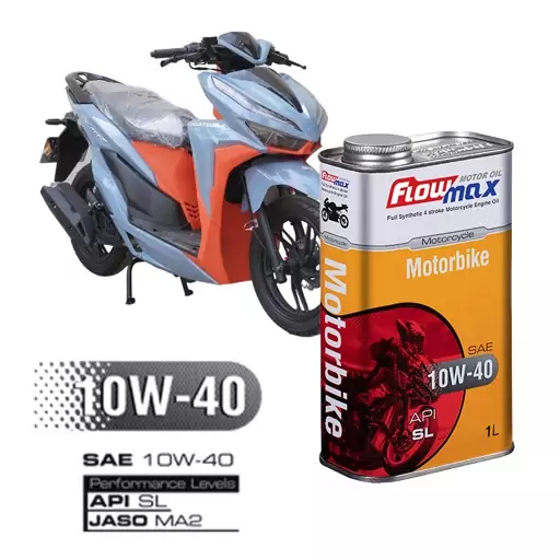 روغن موتور اسکوتر فلومکس بایک MOTOR BIKE 10W40 SL یک لیتری با استاندارد Jaso MA2  مخصوص موتور های اسکوتر