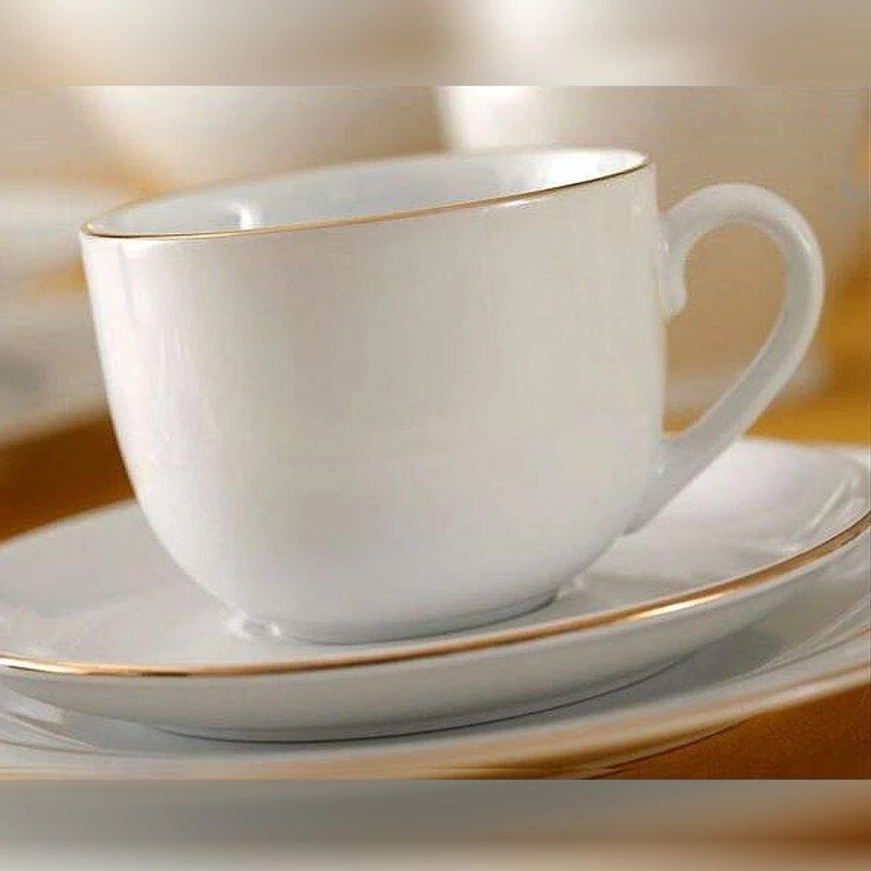 سرویس 12 پارچه چای خوری چینی مقصود طرح دانمارکی لب طلا