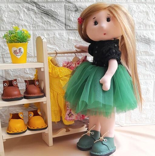 عروسک مهربان دختر با لباس و دامن مجلسی تور با تنوع رنگ بندی