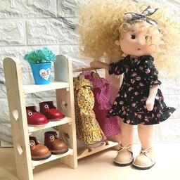 عروسک  مهربان  موی فر  بلوند و کفش چرم طبیعی تولیدی لیندا
