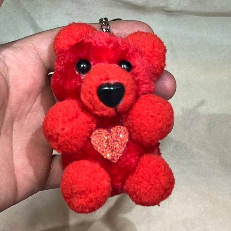 جاسوئیچی و جا کلیدی عروسک خرس قرمز قلب دار