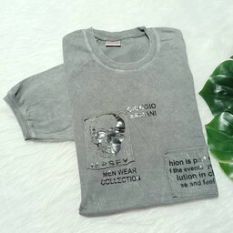 تیشرت مردانه طرح جین سنگشور تیکه دوزی رنگ سبز طرح اسکلت نخ پنبه ارسال رایگان