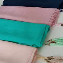 روسری  اسلپ رنگی قواره 130 منگوله دار ارسال رایگان و فوری  