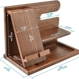 استند چوبی  موبایل و ساعت و هندزفری در رنگبندی مختلف 