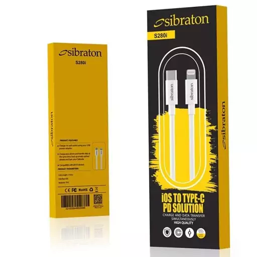 کابل تبدیل TYPE-C به لایتنینگ سیبراتون مدل S280 i طول 1.1 متر Type-C to Lightning Sebraton S280 i conversion cable- leng