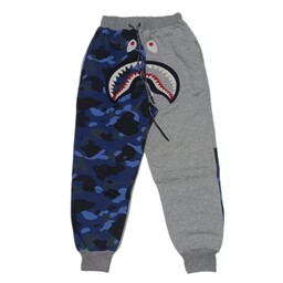 شلوار گرمکن بدون کرک طوسی آبی چریکی بیپ.bape. 