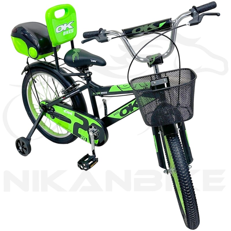 دوچرخه بچگانه اوکی سایز 20 آهنی مدل PRADO - HR 212 مشکی-سبز.کد 1018027