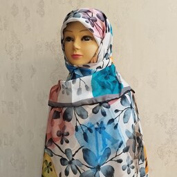 روسری حریر مجلسی قواره 140 طرح گل آبرنگی