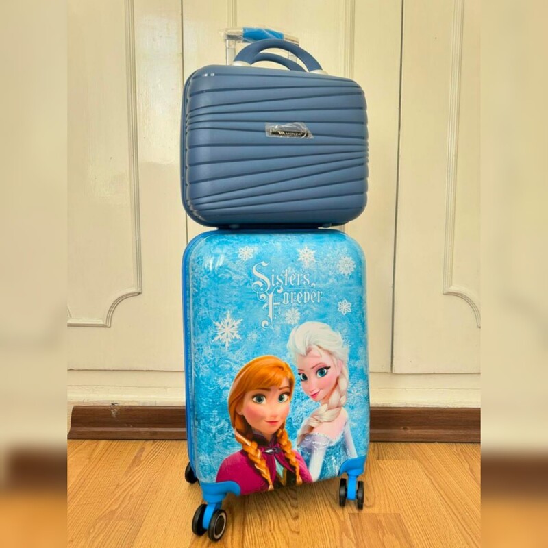 چمدان کودک  دوتیکه  دخترانه طرح فروزن همراه کیف آرایشی