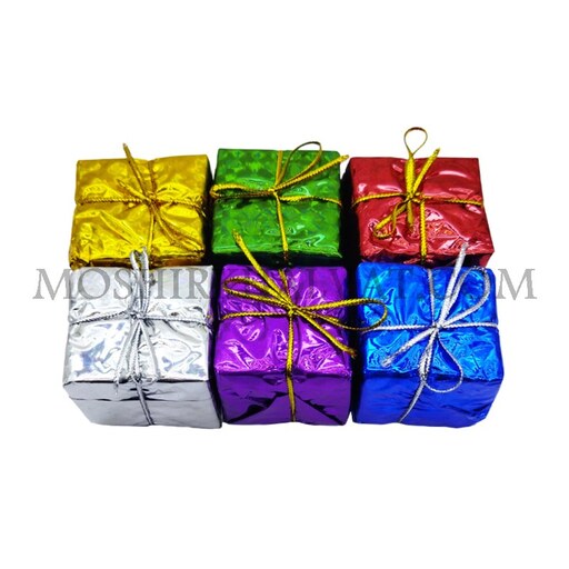  آویز درخت کریسمس  مدل کادویی  بسته دوازده عددی شش رنگی