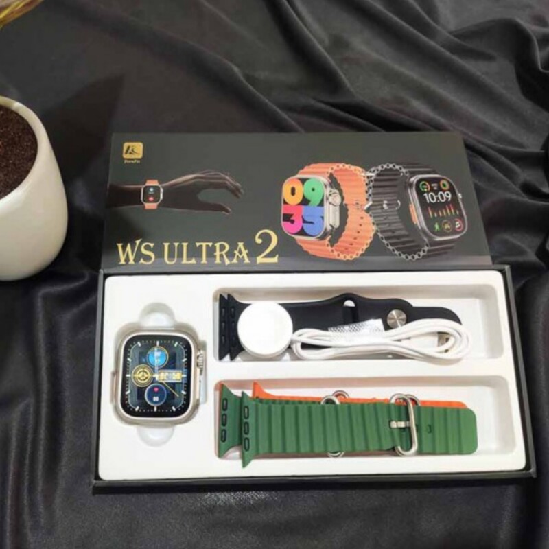 اپل واچ سری 9 ultra مدل WS ultra 2 سە دستبند شارژر وایرلس فول اسکرین بدون حاشیە بدون لگ