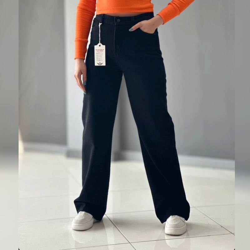 شلوار جین بگ مشکی شلوار جین زنانه بگ قد 105 سایز 38 تا 46