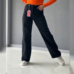 شلوار جین زنانه بگ ذغالی شلوار جین بگ قد 105 سایز 38 تا 46