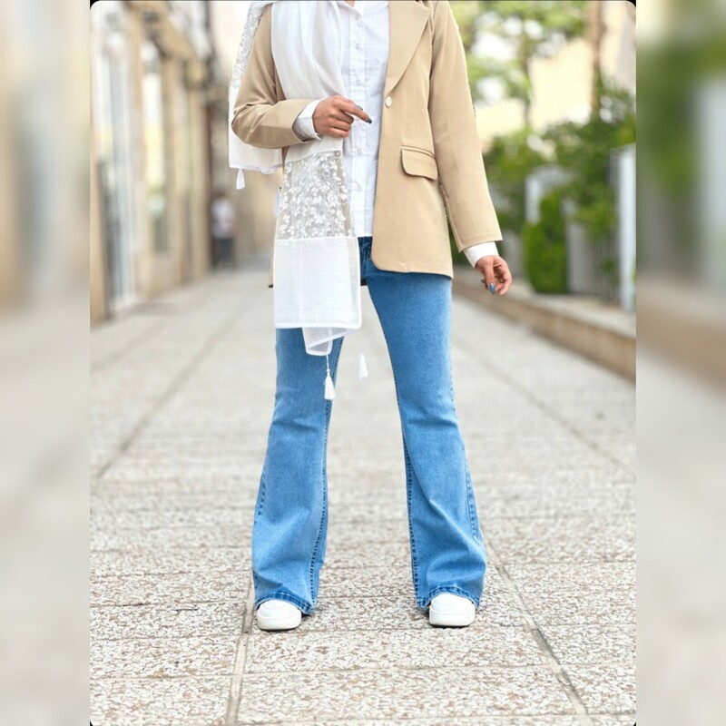شلوار جین زنانه بوتکات شلوار جین بوتکات سایز 38 تا 48 رنگ آبی روشن