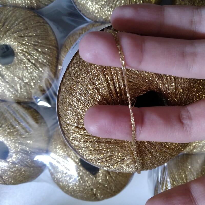 کاموا لمه نازک رنگ طلایی مناسب خرج کار 160متر