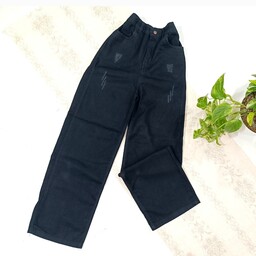 شلوار جین زنانه نیم بگ لی مشکی مجلسی جدید با قیمت مناسب جین زنانه رنگ ثابت بدون آبرفت  دارای سایزبندی تنخور عالی  