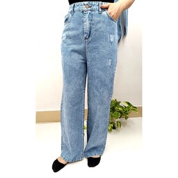 شلوار جین زنانه نیم بگ لی آبی  روشن مجلسی جدید با قیمت مناسب جین زنانه رنگ ثابت بدون آبرفت  دارای سایزبندی تنخور عالی  