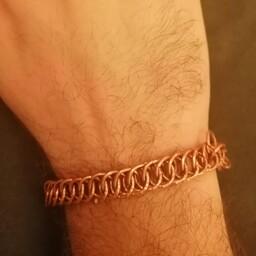دستبند پهن زنجیری مسی