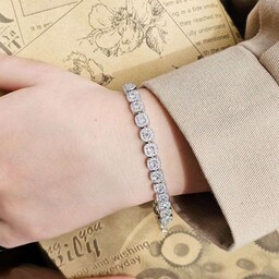 دستبند جواهر آنیس  تمام نقره عیار 925 با روکش قوی طلا سفید عین طلا