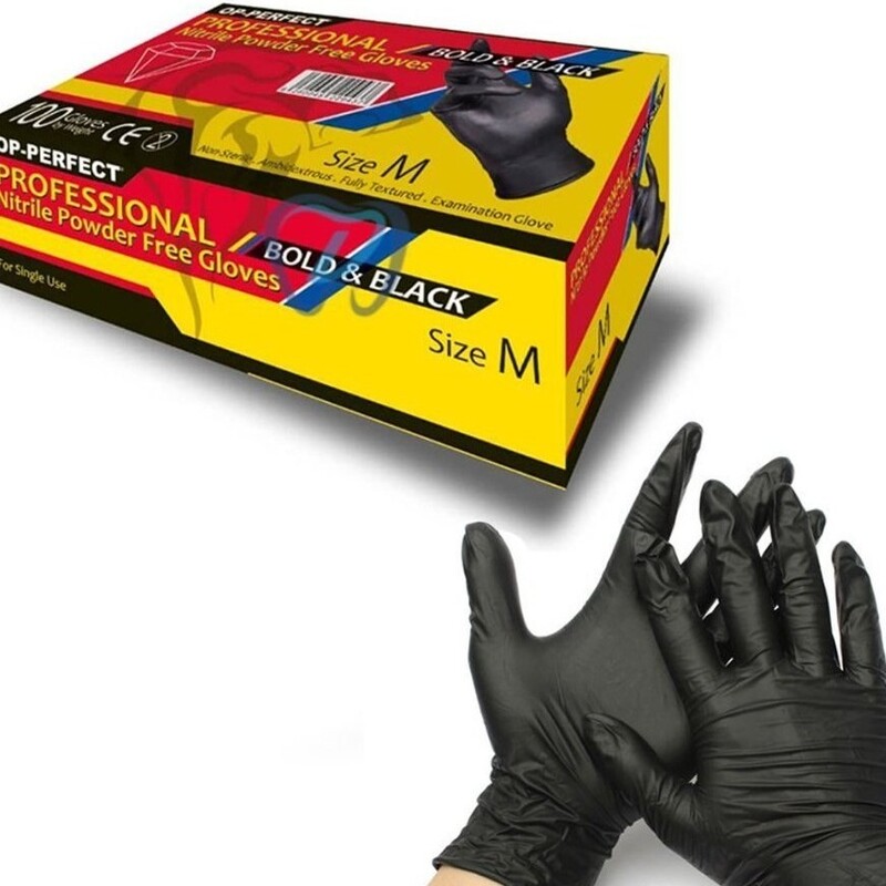 دستکش نیتریل مشکی اوپی پرفکت 100 عددی ا OP Perfect Black Nitrile Glove
