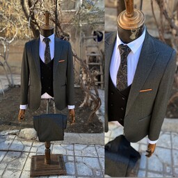 کت و شلوار مردانه اسپرت با جلیقه ( دورو) رنگ ذغالی سایز 46 تا 54 اندامی  سیر ارسال رایگان کراوات رایگان 