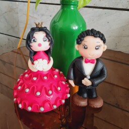تاپر کیک عروس و داماد - محصول دوکاره هم تاپر هم مگنت یخچال- گیفت عروس و داماد