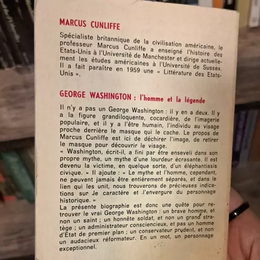 کتاب زبان اصلی George Washington  Ihomme et la legende By Marcus Cunliffe اورجینال زبان فرانسوی