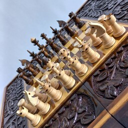 مهره شطرنج سنندجی دست ساز جنس چوب گردو  گلابی