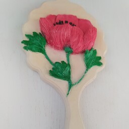 آینه دستی چوبی با گل استاکو گل شقایق