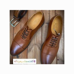 کفش چرم مردانه مجلسی عسلی BERLIN SHOES 