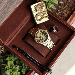 ست مردانه ساعت همراه فندک انگشتر و دستبند و جعبه