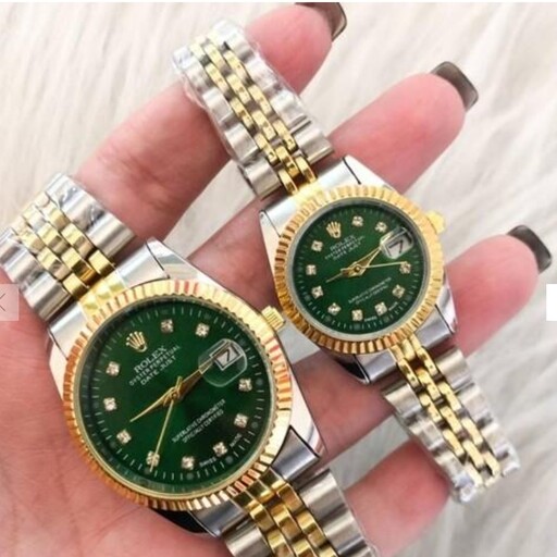 ساعت ست کامل مردانه کامل رولکس rolex استیل همراه دستبند ، گردنبند و حلقه