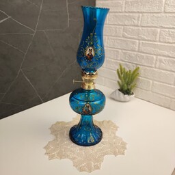 چراغ نفتی شاه عباسی مدل لاله رنگ فیروزه ای ساخت ایران 