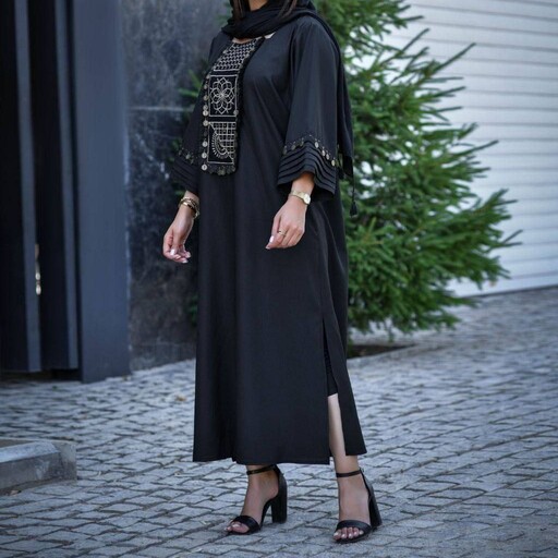 مانتو پیراهنی بلند زنانه ابروبادی مشکی با ارسال رایگان 