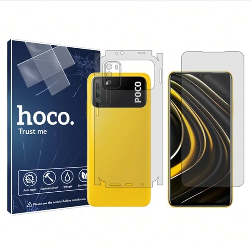 گلس نانو هیدروژلی شفاف هوکو مدلHyGELمناسب برای گوشی موبایل شیائومی Poco M3 همراه محافظ پشت                  