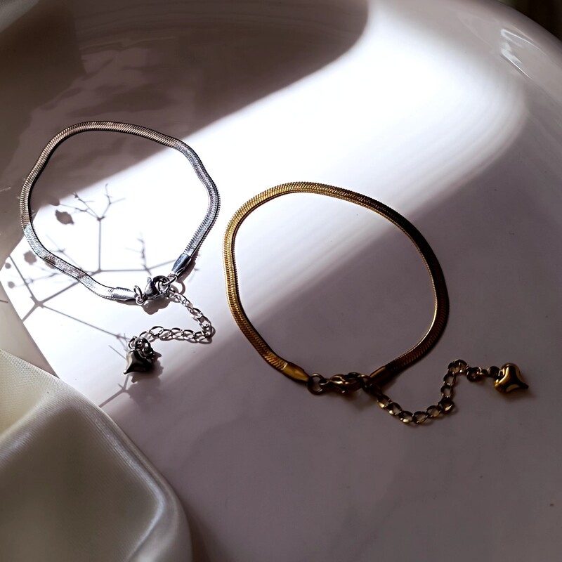 دستبند استیل مدل ماری طلایی و نقره ای رنگ ثابت