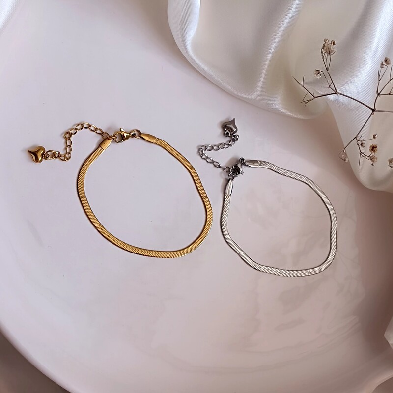 دستبند استیل مدل ماری طلایی و نقره ای رنگ ثابت