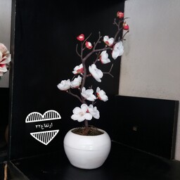 گلدان گل شکوفه ژاپنی سفید