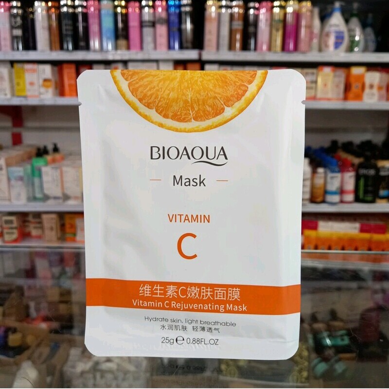 ماسک ورقه ایی بیوآکوا ویتامین سی 25 گرمی کد A09 پرفروش با حداقل سود همه چی ارزونی