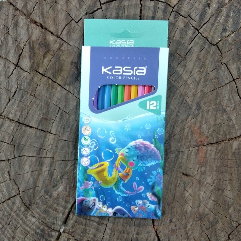 لوازم التحریر مداد رنگی 12رنگ جعبه ای مقوایی Kasra