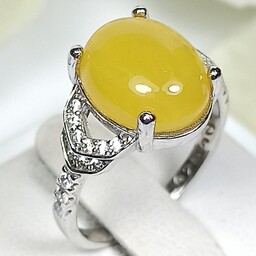 انگشتر نقره عقیق زرد شرف الشمس زنانه جواهری آبکاری رادیوم 19