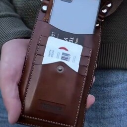 کیف یه وری موبایل با چرم طبیعی ودست دوز قابل سفارش در رنگ دلخواه کد9054
