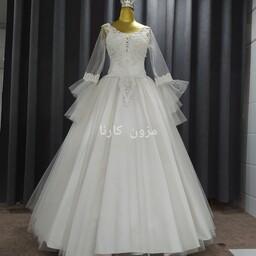 لباس عروس پرنسسی با آستین کلوش مزون کارنا 