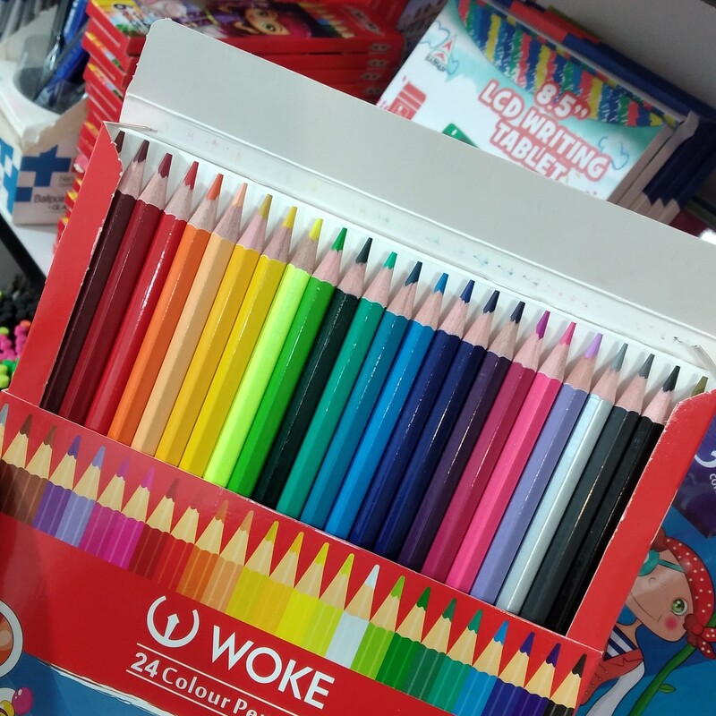 مداد رنگی 24 رنگ جعبه مقوایی ووک